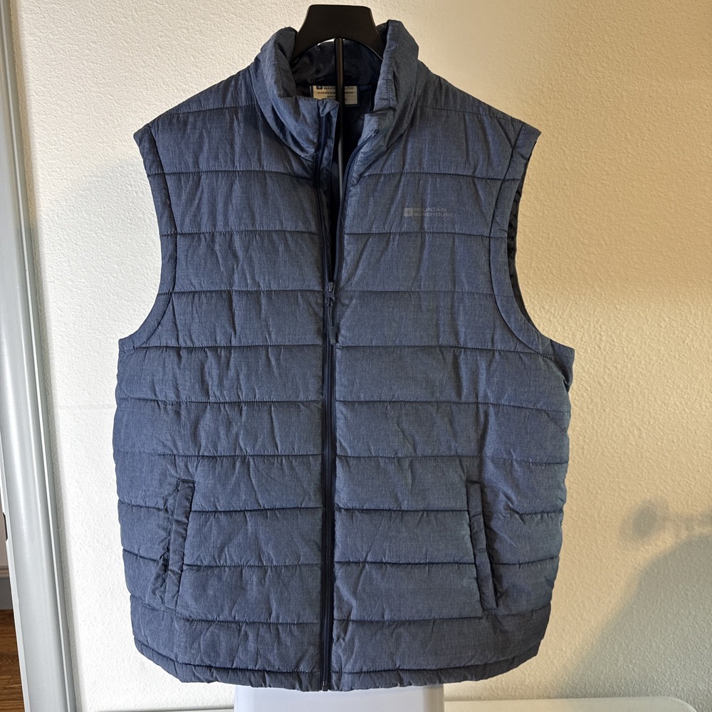 Mountain Warehouse Men's Puffer Waistcoat Water Resistant Blue Vest Size 2XL